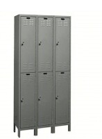 APPROVED VENDOR Wardrobe Locker: 36 in x 18 in x 78 in, Louvered, 2 Tiers, 3 Units Wide, Dark Gray $1099