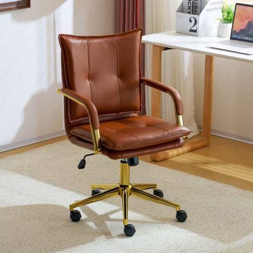 Mercer41 Abba Leather Task Chair with Padded Arms New In Box $299