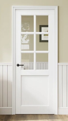 Ark Design 28&ldquo;x80&ldquo;Clear Glass 6-Lite Prefinished Door Slab Solid Manufactured Wood Core Standard Door New in Box $899