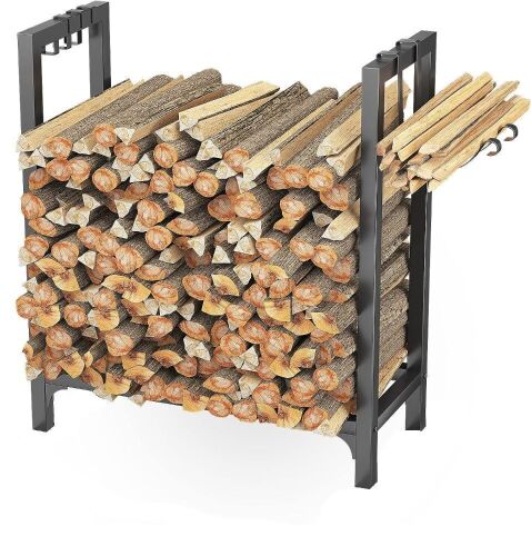 Ucared Firewood Rack Log Rack 24 Inch Indoor/Outdoor Fire Wood Storage Black Steel Firewood Log Holder New In Box $89
