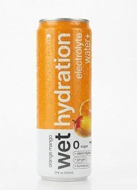 Wet Hydration - Functional Hydration Beverage - Flavored Water, Sugar-Free, Gluten-Free, No Artificial Ingredients (Orange Mango Ginger Turmeric) 12 Oz New Best by 4/2028