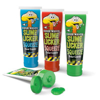 Toxic Waste Slime Licker Squeeze Candy, Apple Razz Cherry Squeezable Sour Gel, 2.47 oz Assorted Flavors New Assorted Best by 2/2028
