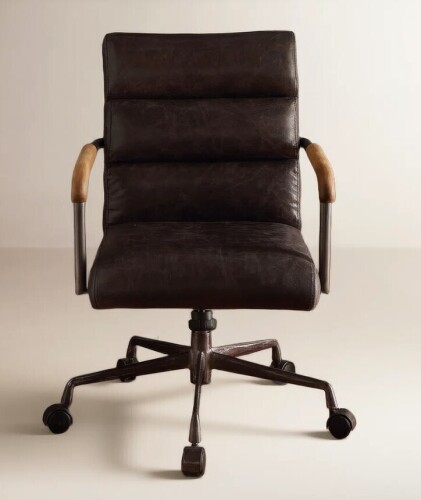 AllModern Genuine Leather Springtown Swivel Office Chair in Black in Box $899