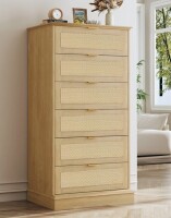 Bay Isle Home 50.7" H 6-Drawer Vertical Chest with Rattan Drawer Faces New in Box $499