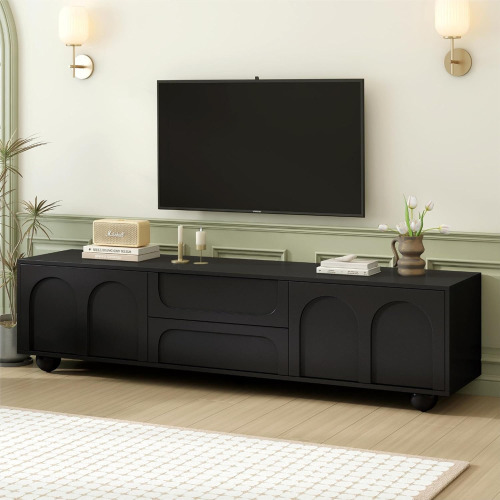 Harper & Bright Cream Style TV Stand with Arched Doors & 2 Drawers for TVs up to 75", Minimalist Media Console with Rebound Device, Entertainment Center with 5 Iron Round Legs New in Box $499