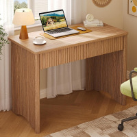 Bestier 40-Inch Fluted Wood Computer Desk with 2 Silent Drawers, Light Wood | Vertical Fluted, 2 Storage Drawers Silent Damping, 40x20 in, 30in Ergonomic, Scratch-Resistant Melamine, Non-Slip Pads in Box $399