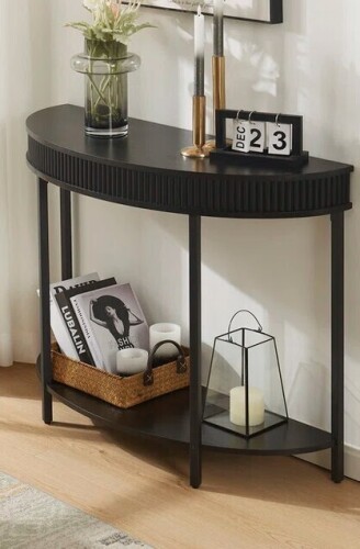 Ebern Designs Fluted Half Moon Console Table New in Box $399