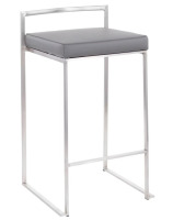 LumiSource 31" Fuji Contemporary Stackable Barstool Gray: Bamboo Seat, Steel Legs New In Box $399