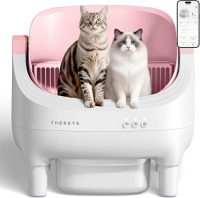 Thereye Self Cleaning Cat Litter Box, Open-Top Automatic Litter Box with APP Control, Safety Sensor and 10L Large Waste Bin, Smart Kitty Litter Boxes with Trash Bags and Mat for Multiple Cats New in Box $299