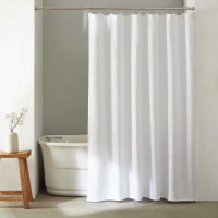 Calvin Klein - Fabric Shower Curtain, Luxury Cotton Blend Bathroom Decor with 12 Button Holes (Waffle Solid White, 70" x 72") New $89