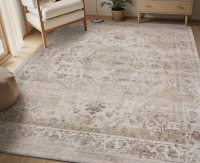 Bungalow Rose 8' x 10' Soft Beige Machine Washable Oriental Area Rug For Living Room, Bedroom New In Box $399