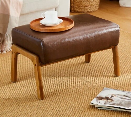 George Oliver Solid + Manufactured Wood Accent Stool -Coffee New In Box $299