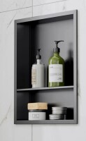 Rebrilliant 18" W X 14" H X 4" D Waterproof Recessed Shower Niche With Double Shelves In Matte Black, No Tile Needed New In Box $499