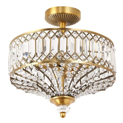 River of Goods Furey Bronze/Gold Tiered Glass Semi-flush Lighting Fixture - 14.75"L x 14.75"W x 15.25"H - Gold New In Box $299