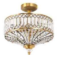 River of Goods Furey Bronze/Gold Tiered Glass Semi-flush Lighting Fixture - 14.75"L x 14.75"W x 15.25"H - Gold New In Box $299