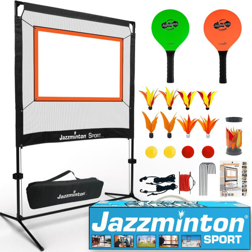 Jazzminton-Sport &ndash; The Original Paddle Game with Net for Indoors & Outdoors &ndash; Active, Joint-Friendly Family Fun &ndash; Like Badminton, Pickleball & Tennis with a Twist New In Box $299