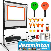 Jazzminton-Sport &ndash; The Original Paddle Game with Net for Indoors & Outdoors &ndash; Active, Joint-Friendly Family Fun &ndash; Like Badminton, Pickleball & Tennis with a Twist New In Box $299
