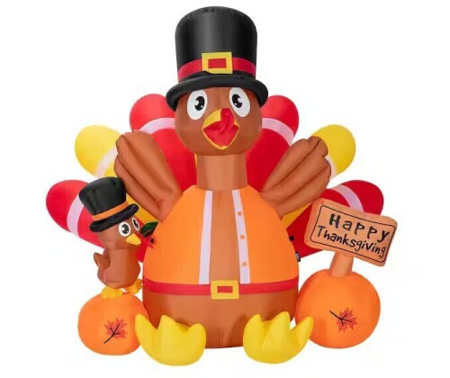 VIVOHOME Outdoor 5 ft. Height Thanksgiving Inflatable LED Lighted Turkey with Hat Pumpkins and Chick New In Box $199
