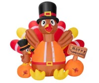 VIVOHOME Outdoor 5 ft. Height Thanksgiving Inflatable LED Lighted Turkey with Hat Pumpkins and Chick New In Box $199
