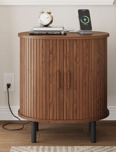 Ebern Designs 23.5"H Wooden Round End Table With Charging Station $299