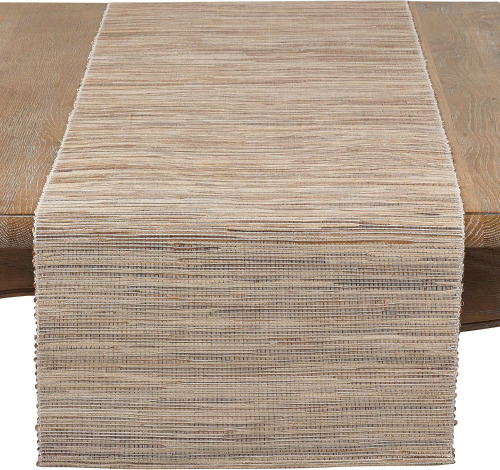 Saro Lifestyle Melaya Collection Shimmering Woven Nubby Table Runner, 14"x90", Natural New In Box $79