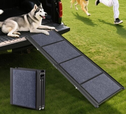 Tucker Murphy Pet&trade; Folding Aluminium Dog Ramp For Car With Nonslip Surface, 5.5" H x 63" W x 17.3" D New In Box $199