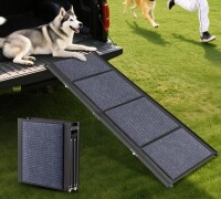 Tucker Murphy Pet&trade; Folding Aluminium Dog Ramp For Car With Nonslip Surface, 5.5" H x 63" W x 17.3" D New In Box $199