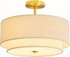 Dgroositon Double Drum 2 Light Semi Flush Mount Ceiling Light, Close to Ceiling Light Fixture with Fabric Linen Shade, Gold Brass, for Living Room, Bedroom, Dining Room,Hallway and Entryway Similar to Picture New In Box $199