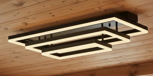 Ivy Bronx LED Flush Mount Lighting 31.5 Inches Rectangle Aluminum Ceiling Light Remote Dimming New In Box $399