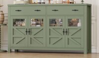 Laurel Foundry Modern Farmhouse Almus 55'' Sideboard with 4 Glass Doors, 2 Large Drawers and Adjustable Shelves in Green New in Box $799