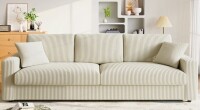 Mercer41 101" Oversized Corduroy Sofa with Square Armrests and Pocket Spring Cushion Seat - Beige New in Box $799