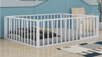 Harriet Bee Metal Floor Bed Frame With Fence And Door in White New in Box $499