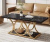 Tribesigns Rectangle Coffee Table 47.24 inches Modern Coffee Tables for Living Room 2 Tiers Faux Marble Wood Coffee Table with Geometric Metal Legs Furniture with Storage Shelf Black and Gold New in Box $399