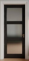 PorteReve 32'' X 80"H 3 Lite Frosted Glass Black French Door Interior Slab Door New in Box $399
