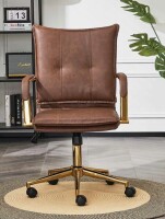Mercer41 Abba Leather Task Chair with Padded Arms in Brown New in Box $399