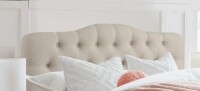 Winston Porter Adjustable Height Headboard with Linen Upholstery and Button Tufting in Beige Queen Size New in Box $399