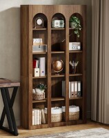 Millwood Pines 5-Tier 39.37" W X 70.87" H Modern Brown Wood Farmhouse Home Office Tall Bookshelf Bookcase Open Large Storage New in Box $399