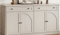 Ebern Designs 63" Curved Storage Sideboard Buffet, Cabinet With 2 Drawers 4 Arched Doors And Adjustable Shelves New in Box $699
