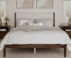 Wade Logan Ben Solid Wood Boucle Upholstered Headboard Bed Frame Queen Bed in Cream/Walnut New in Box $1199