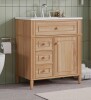 Latitude Run 30" Bathroom Vanity with Sink, Wood Vanity Cabinet with Flip-Out Drawer, 2 Soft-Close Drawers, 1 Soft-Close Door, Solid Wood & MDF, Elegant Wood Handles New Shelf Pull $699