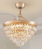 House of Hamptons Retractable Crystal Ceiling Fan With Led Lights & Remote Control New in Box $399