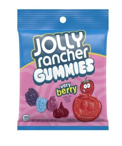 Jolly Rancher Gummies Very Berry Assorted Fruit Flavored Candy, 3.4 oz Bag / Jello-O - Sour Gummie Candy Cubes, 4.5 oz / Assorted
