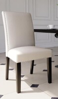 MODERION Store Parsons Dinning Chair with Nail-Heads Trim, Faux Leather Kitchen Upholstered Seat, Wood Legs, Ivory White New In Box $299