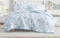 Laura Ashley - Twin Comforter Set, Soft & Reversible Floral Bedding with Bonus Bed Sheets & Pillowcases, 5 Piece Bed Set for Year Round Comfort (Delphine Saras/Sprig Blue) New In Box $199
