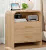 Latitude Run&reg; Oak Night Stand With 2 Drawers, Modern Bedside Table With Charging Station, 23.6'' Wide Wood End Table For Bedroom, Curved Profile Design New In Box $299