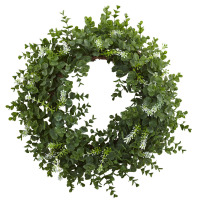 Charlton Home&reg; Faux Eucalyptus 18'' Wreath New In Box $99