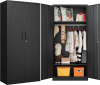 Sisesol Metal Wardrobe Cabinet with Hanging Rod & Lock,Black Armoire Wardrobe Closet,Metal Clothing Storage Cabinet with Adjustable Shelves and Doors,72" Amroire Storage Cabinets for Home,Living/Laundry Room $299