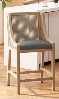 ModernLuxe Assembly Required Deville French Country Fabric Upholstered Wood and Cane 25.5 inch Counter Stool New in Box $499