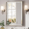 QueenFun 24x32 Inch Beveled Framed Bathroom Mirror Anti-Rust, Brushed Nickel Metal Frame Bathroom Vanity Mirror for Wall, Vertical/Horizontal Wall-Mounted Mirror New in Box $199