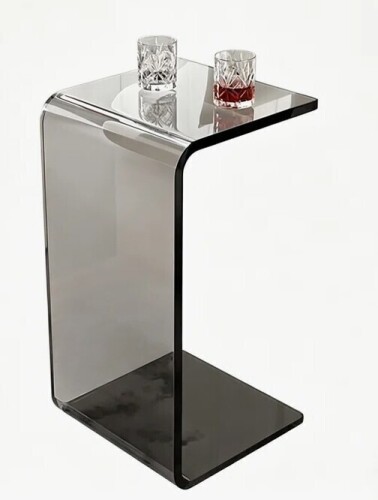 Wrought Studio&trade; Clear Acrylic C-Shape End Table, Modern Sofa Side Table for Living Room, Minimalist Snack Table with Floating Design New In Box $299